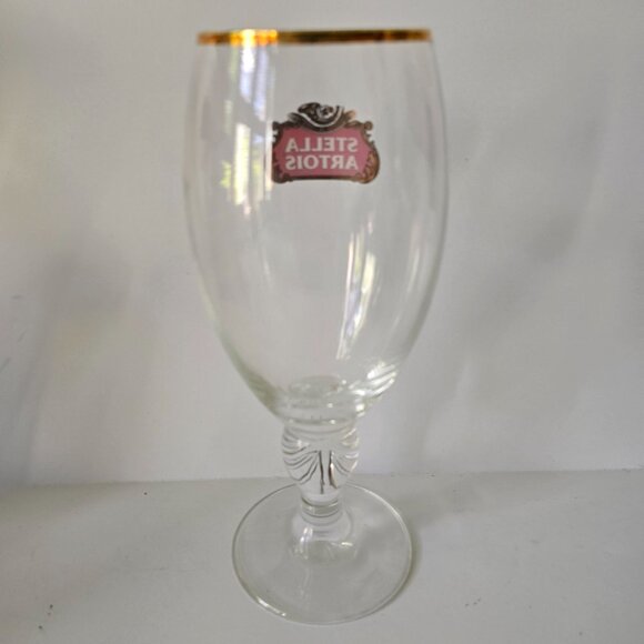 Stella Artois Gold Rimmed Beer Glass 330ml Clear With Embossed Stem - Picture 15 of 16